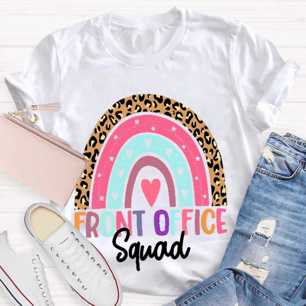 Front Office Squad Rainbow Leopard Print T-shirt
