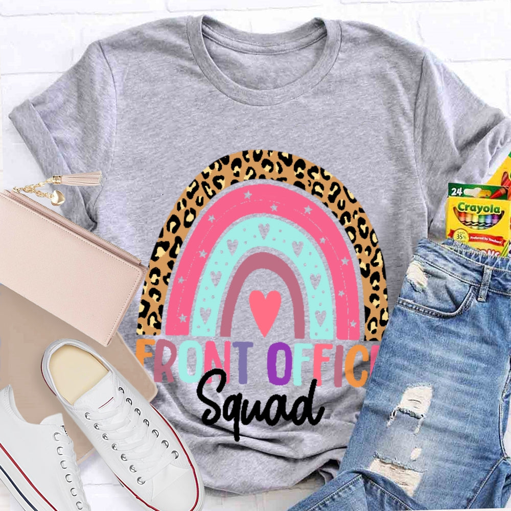 Front Office Squad Rainbow Leopard Print T-shirt