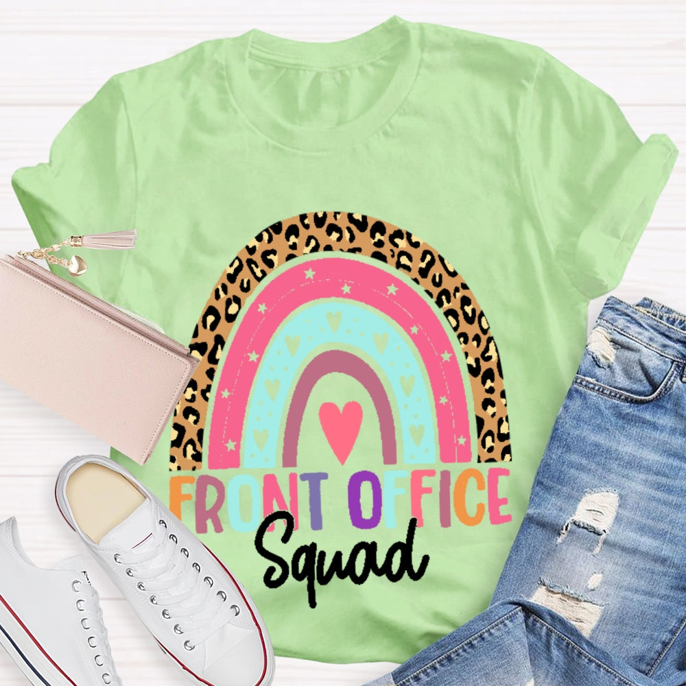 Front Office Squad Rainbow Leopard Print T-shirt
