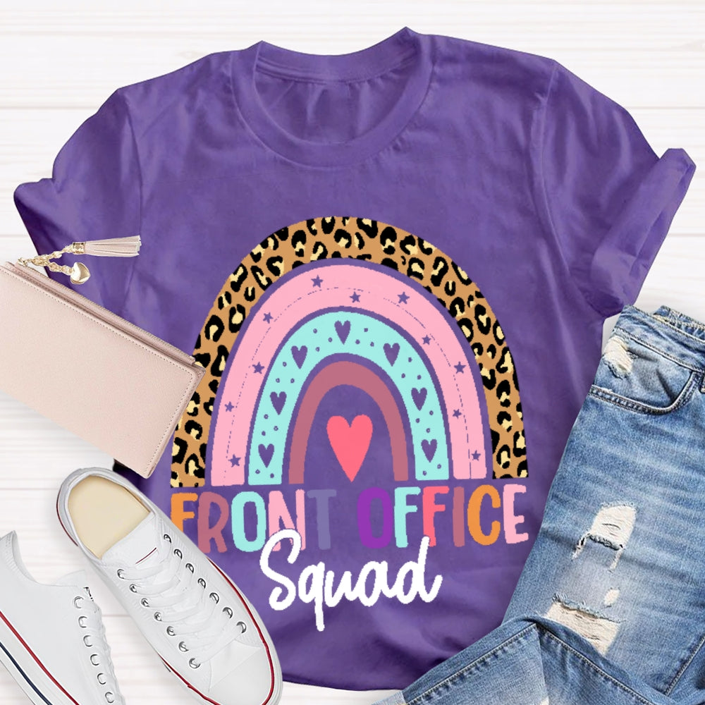Front Office Squad Rainbow Leopard Print T-shirt