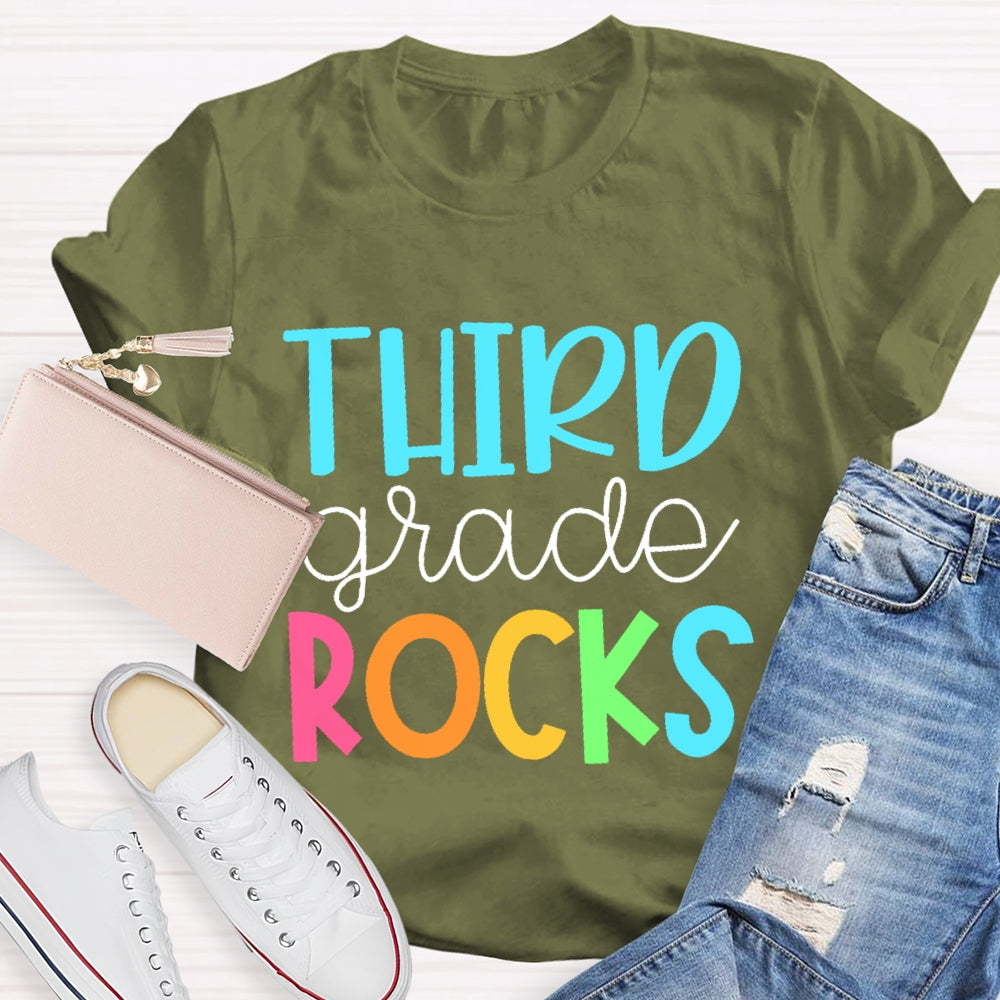 Personalized Grade Third Grade Rocks Shirt Back To School T-shirt