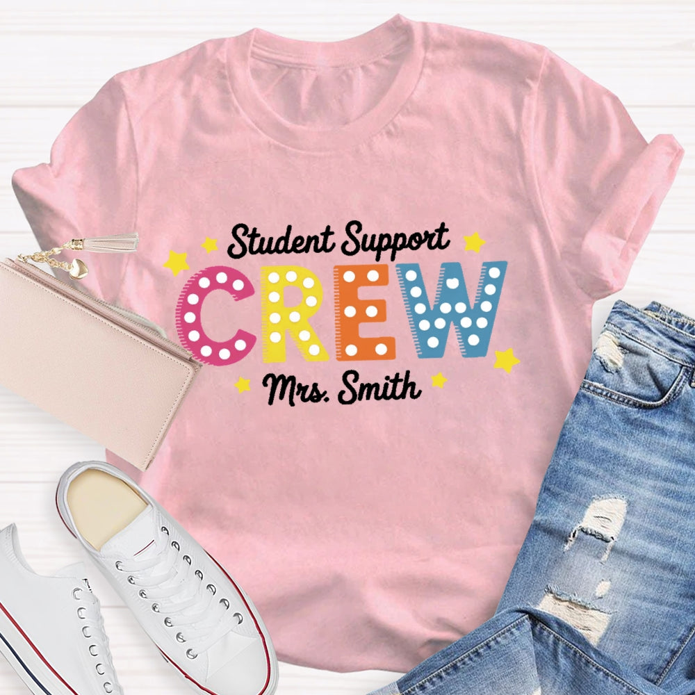 Personalized Name Student Support Crew  Polka Dots T-shirt