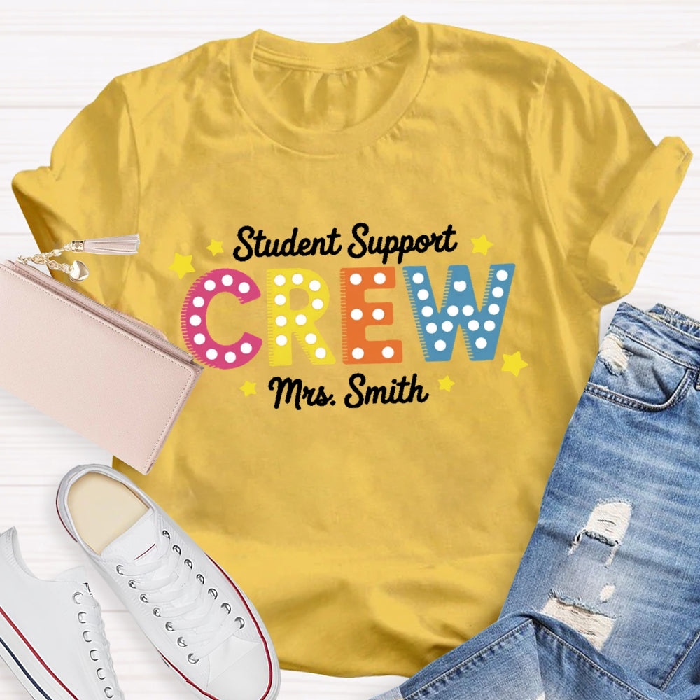 Personalized Name Student Support Crew  Polka Dots T-shirt