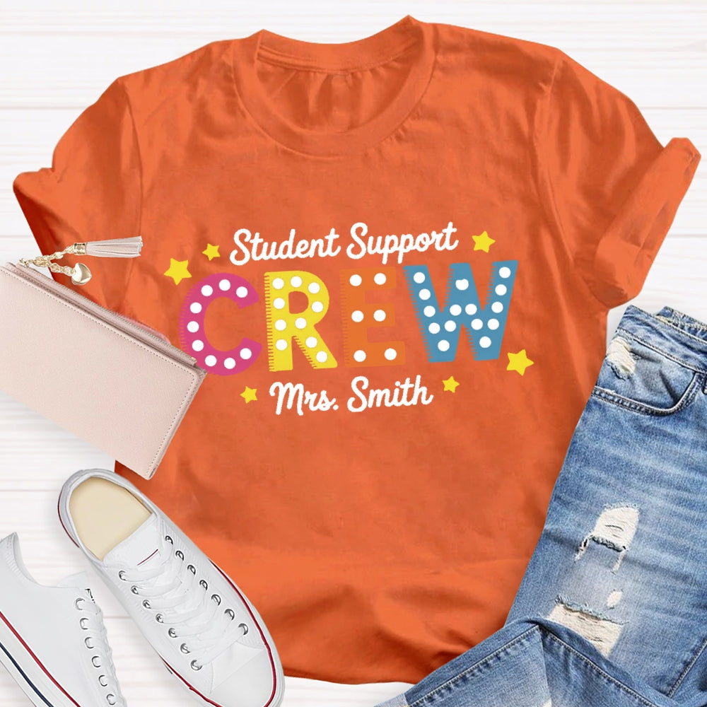 Personalized Name Student Support Crew  Polka Dots T-shirt