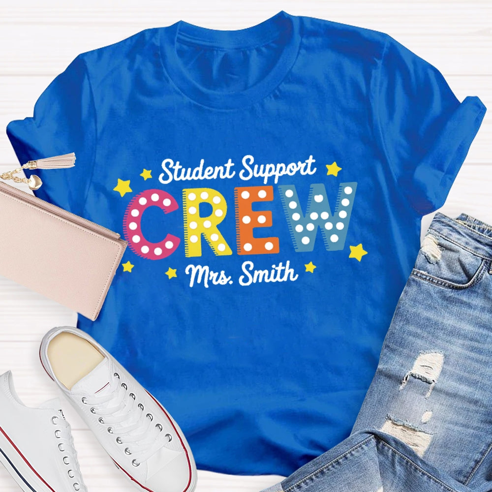 Personalized Name Student Support Crew  Polka Dots T-shirt