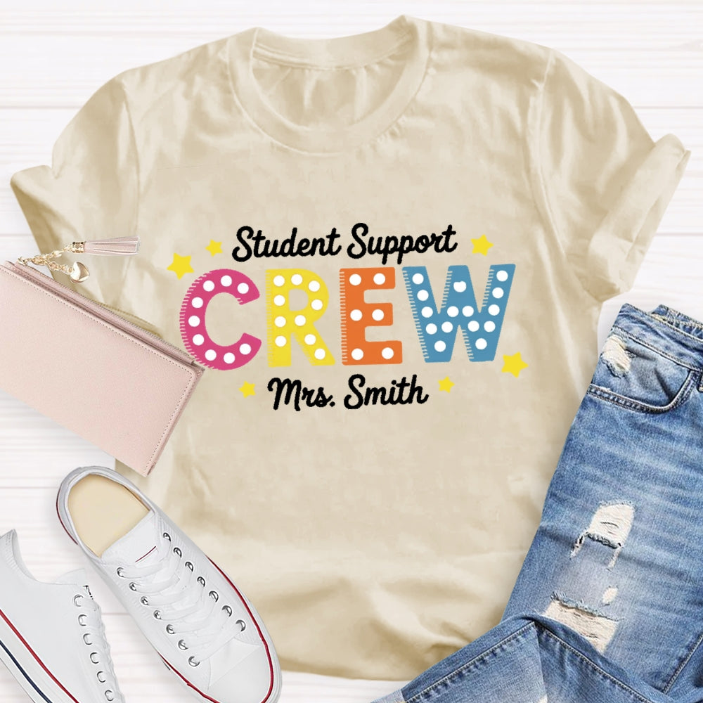 Personalized Name Student Support Crew  Polka Dots T-shirt