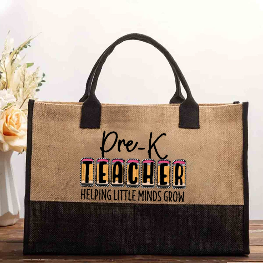 Personalized Grade Teacher Helping Little Minds Grow Cotton Tote Bag