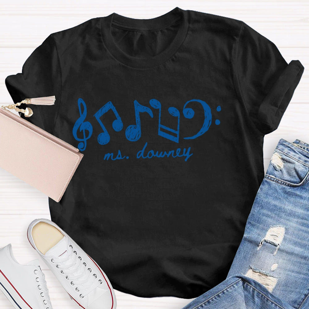 Personalized Name Note Pattern Printing T-shirt