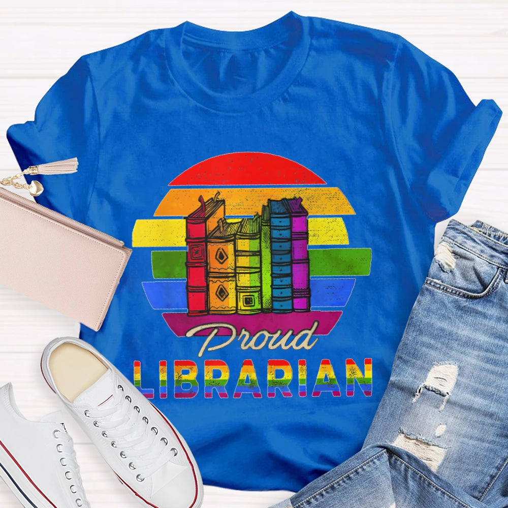 Colorful Gradient Letters Librarian T-shirt