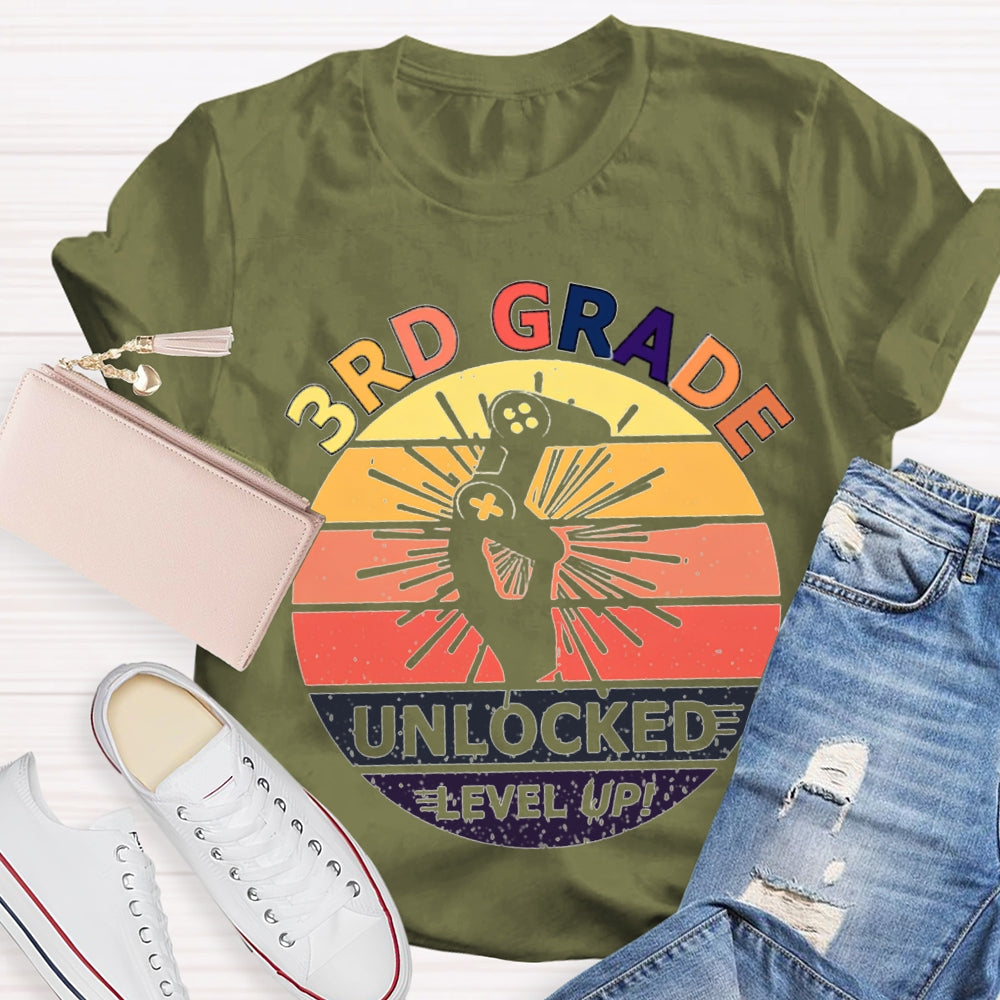 Personalized 3rd Grade Unlockede Level Up Teacher Shirt