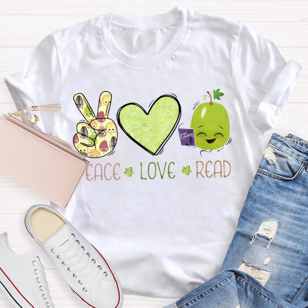 Peace Love Read Teacher T-Shirt