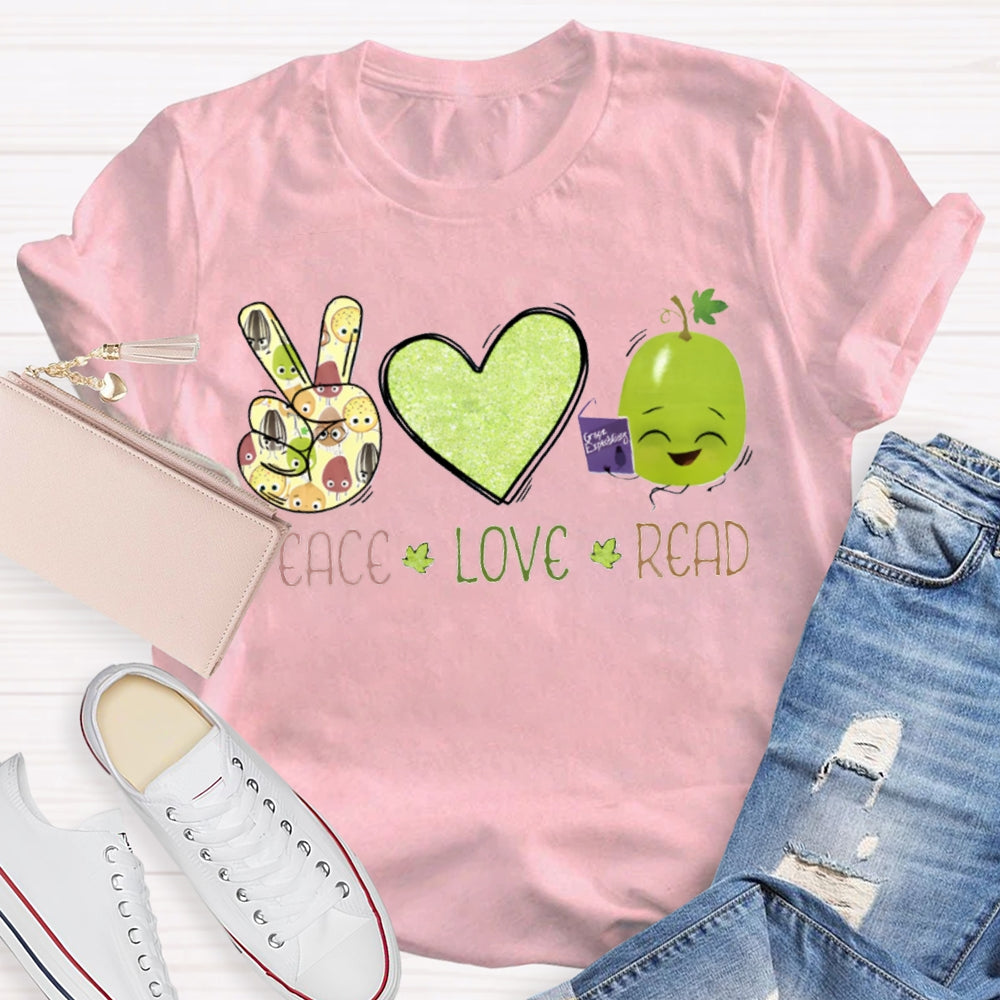 Peace Love Read Teacher T-Shirt
