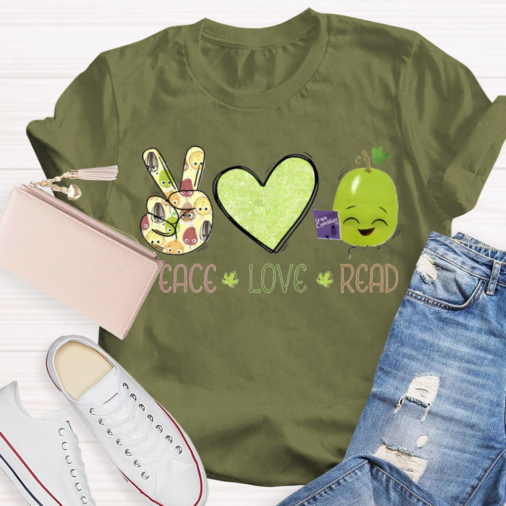 Peace Love Read Teacher T-Shirt