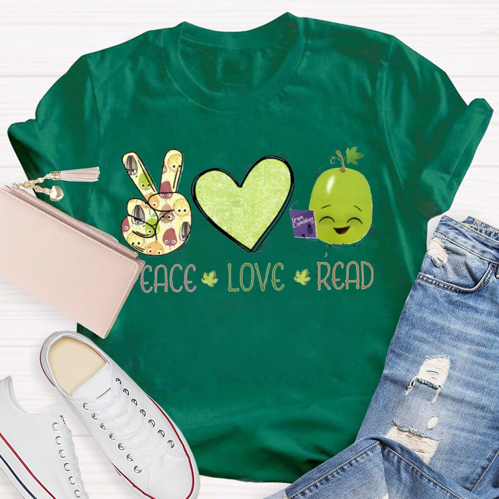 Peace Love Read Teacher T-Shirt