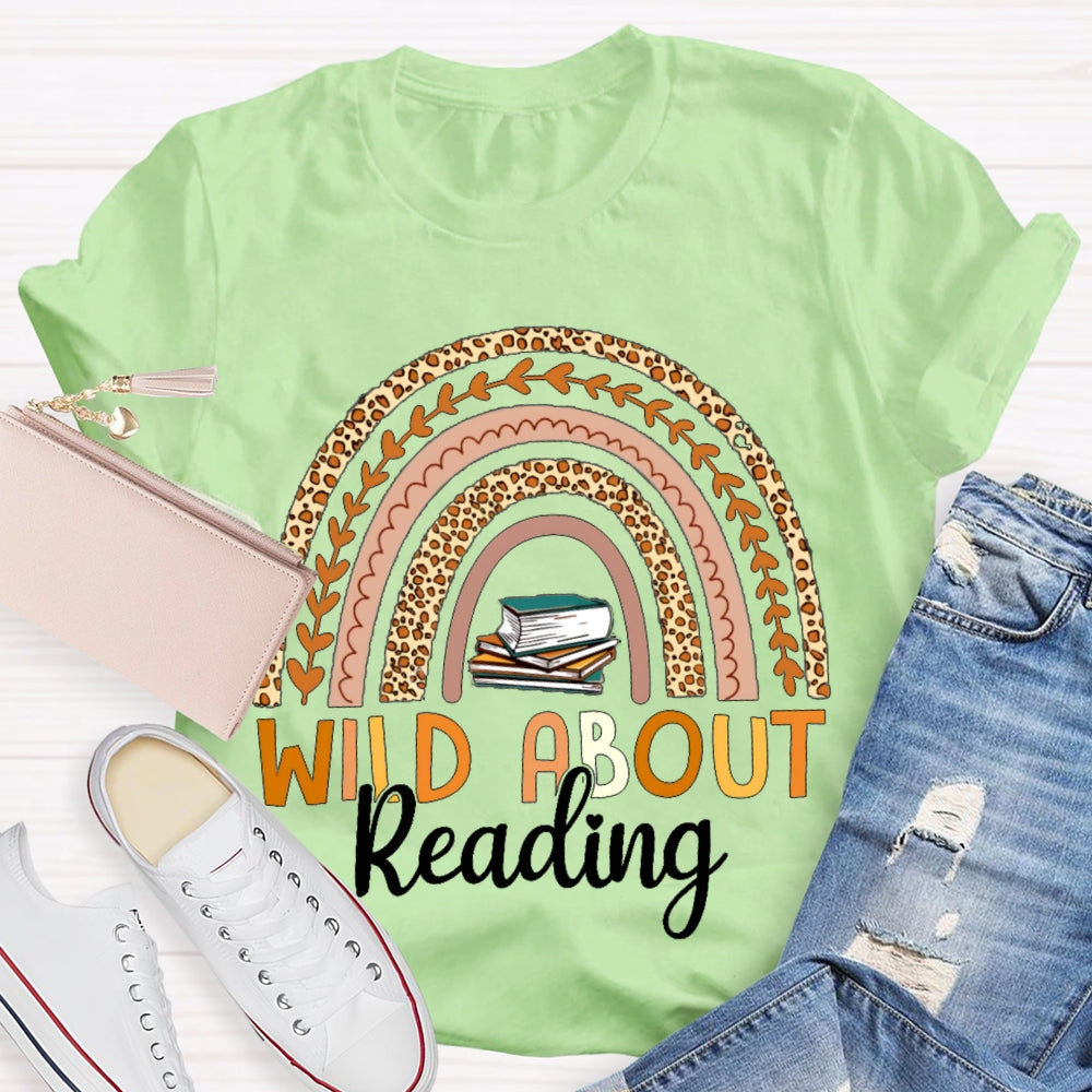 Wild About Reading Leopard Curve Print T-shirt