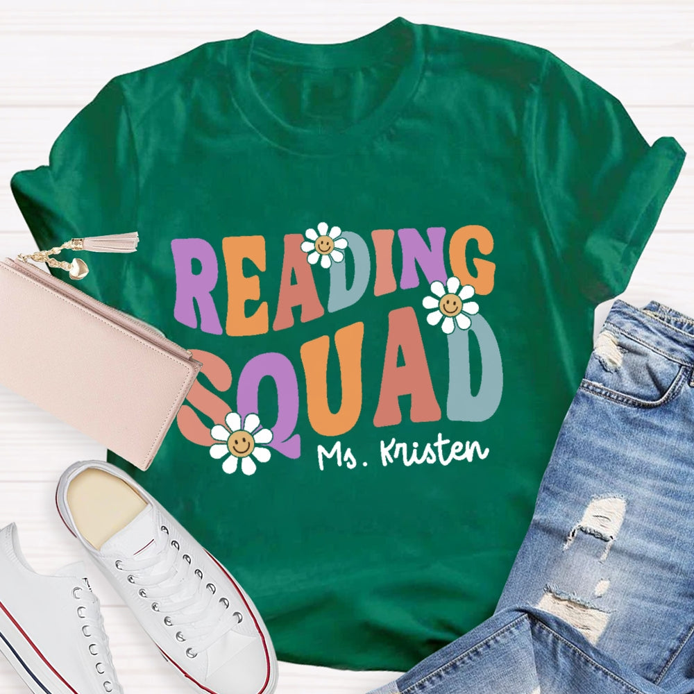 Personalized Name Reading Squad Flowers T-shirt