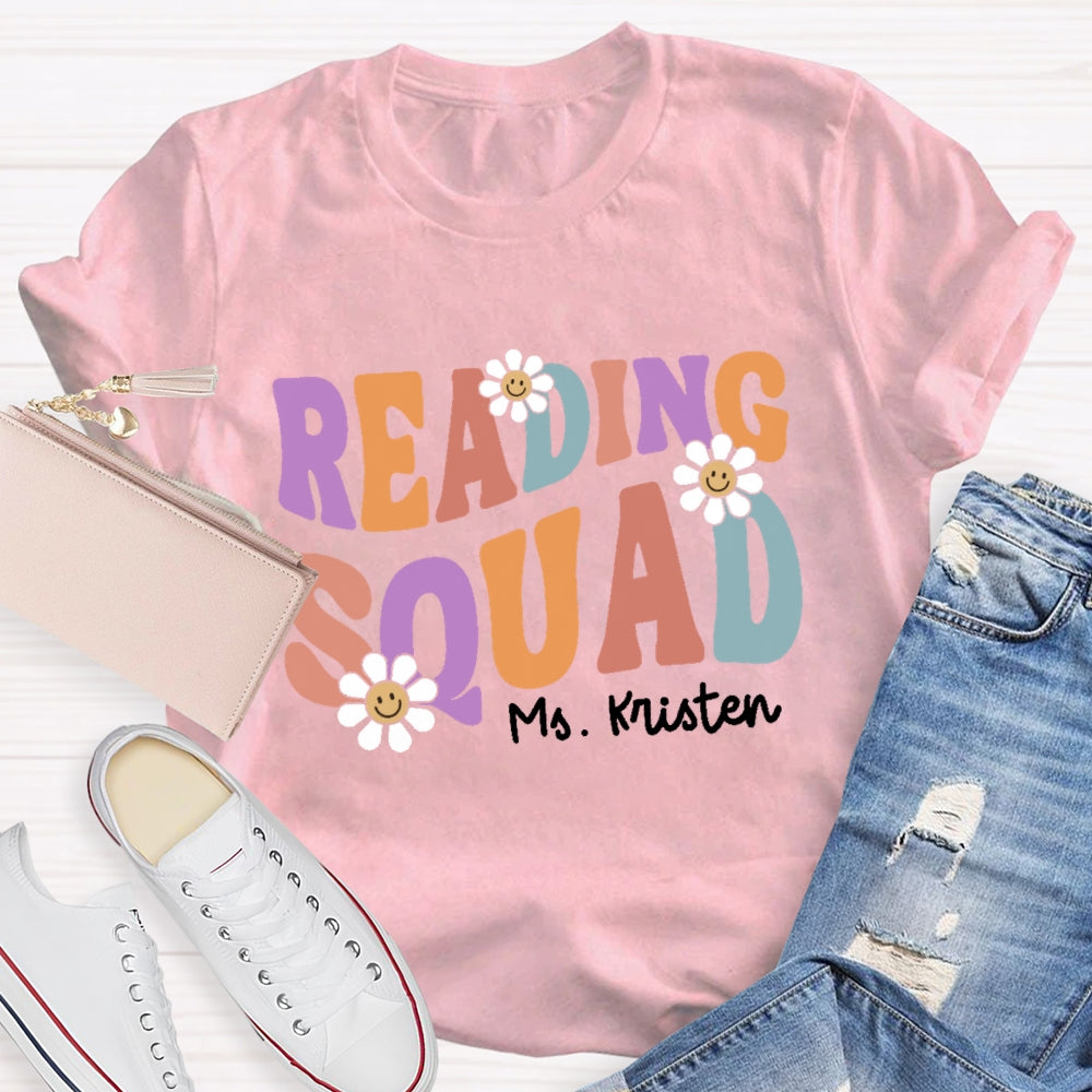 Personalized Name Reading Squad Flowers T-shirt