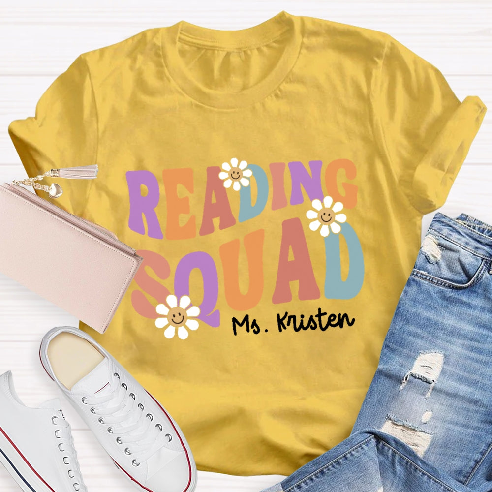 Personalized Name Reading Squad Flowers T-shirt