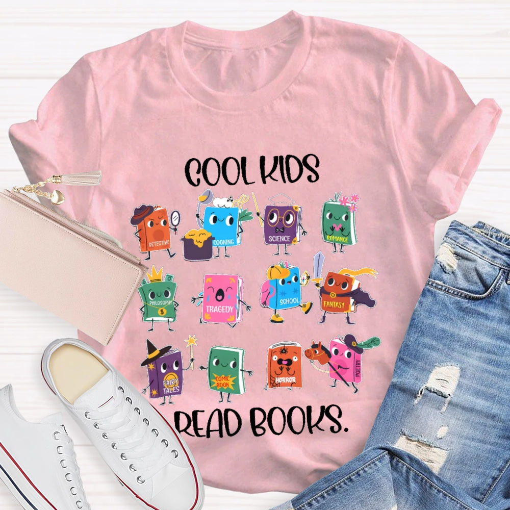 Cool Kids Read Books Cartoon Book T-shirt