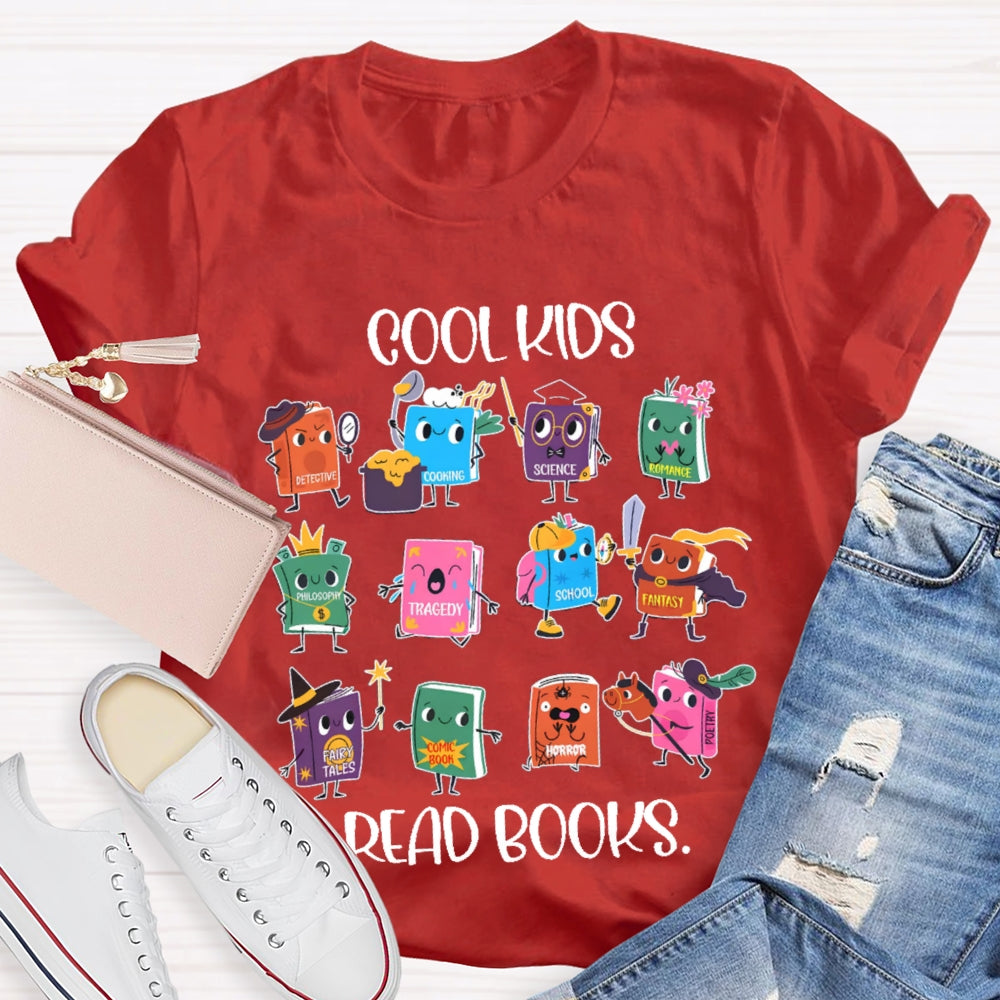Cool Kids Read Books Cartoon Book T-shirt