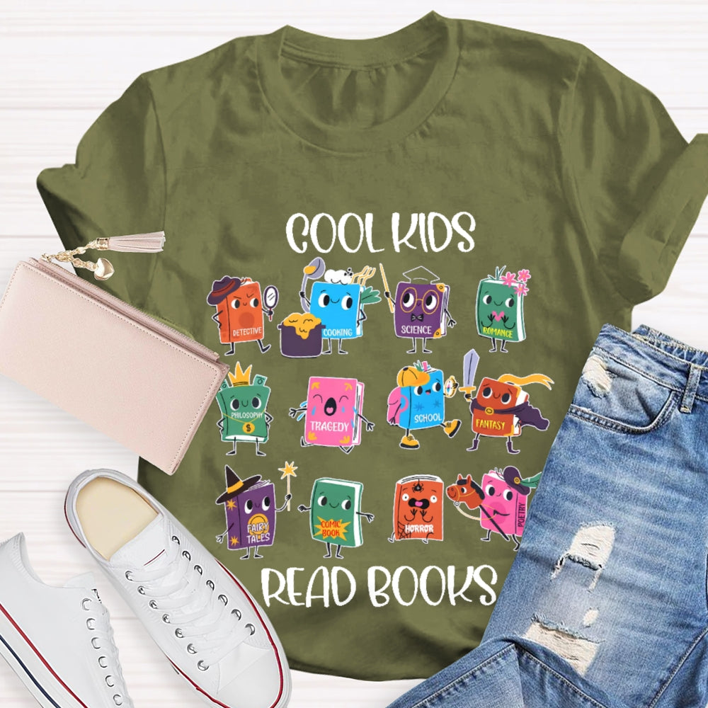 Cool Kids Read Books Cartoon Book T-shirt