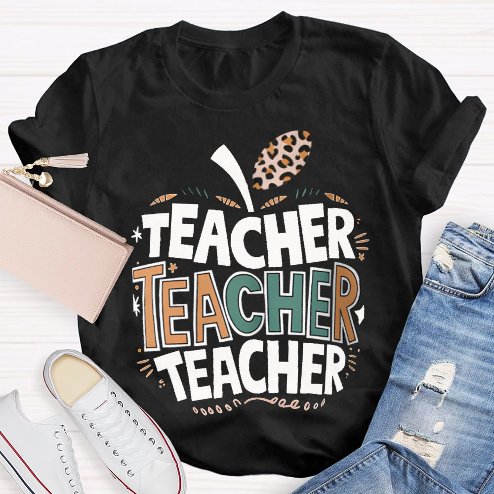 Welcome Back To School Apple Pattern Print Teacher T-shirt