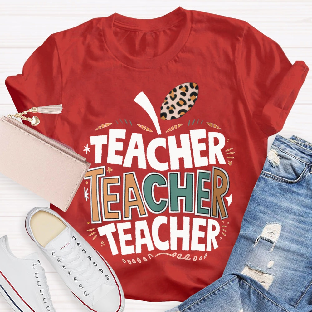 Welcome Back To School Apple Pattern Print Teacher T-shirt