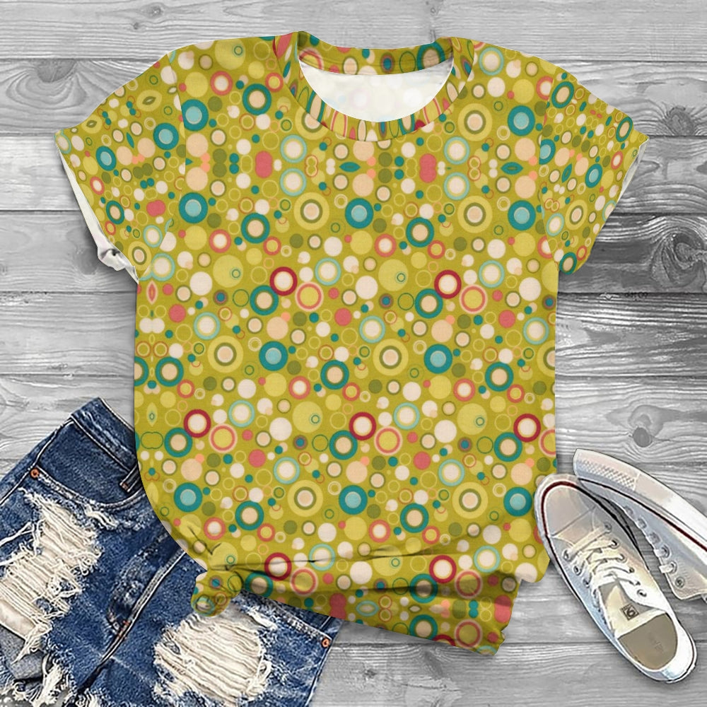 Retro Geometric Pattern Print Short Sleeves T-shirt