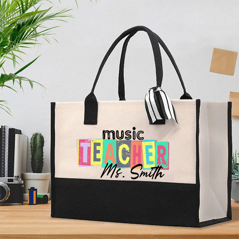 Personalized Music Teacher Name Cotton Tote Bag