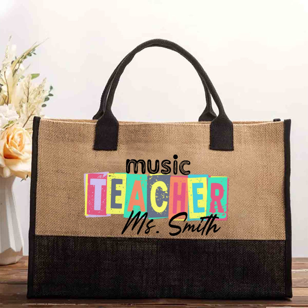 Personalized Music Teacher Name Cotton Tote Bag