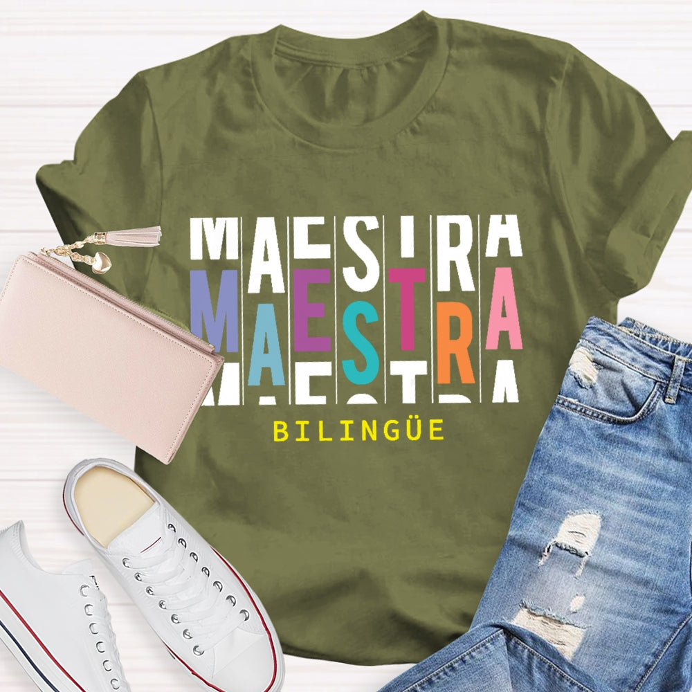 Maestra Bilingue Multiple Letters T-shirt