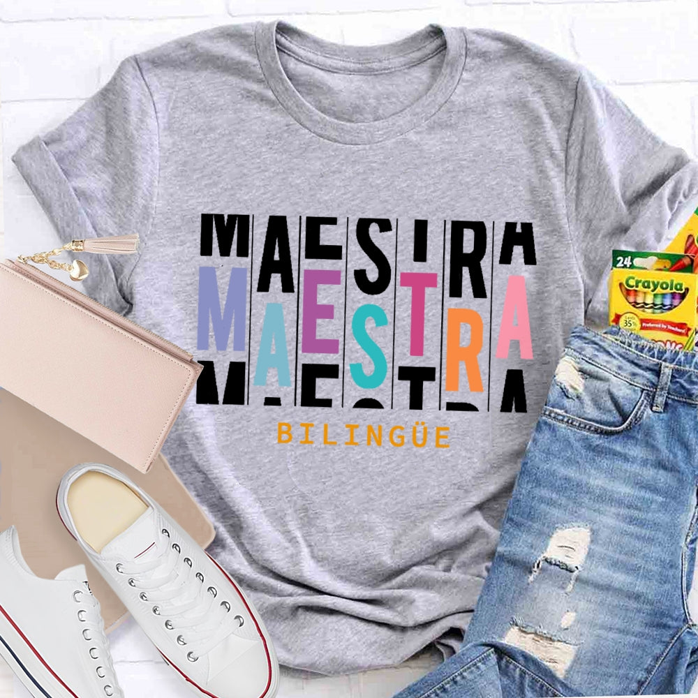Maestra Bilingue Multiple Letters T-shirt