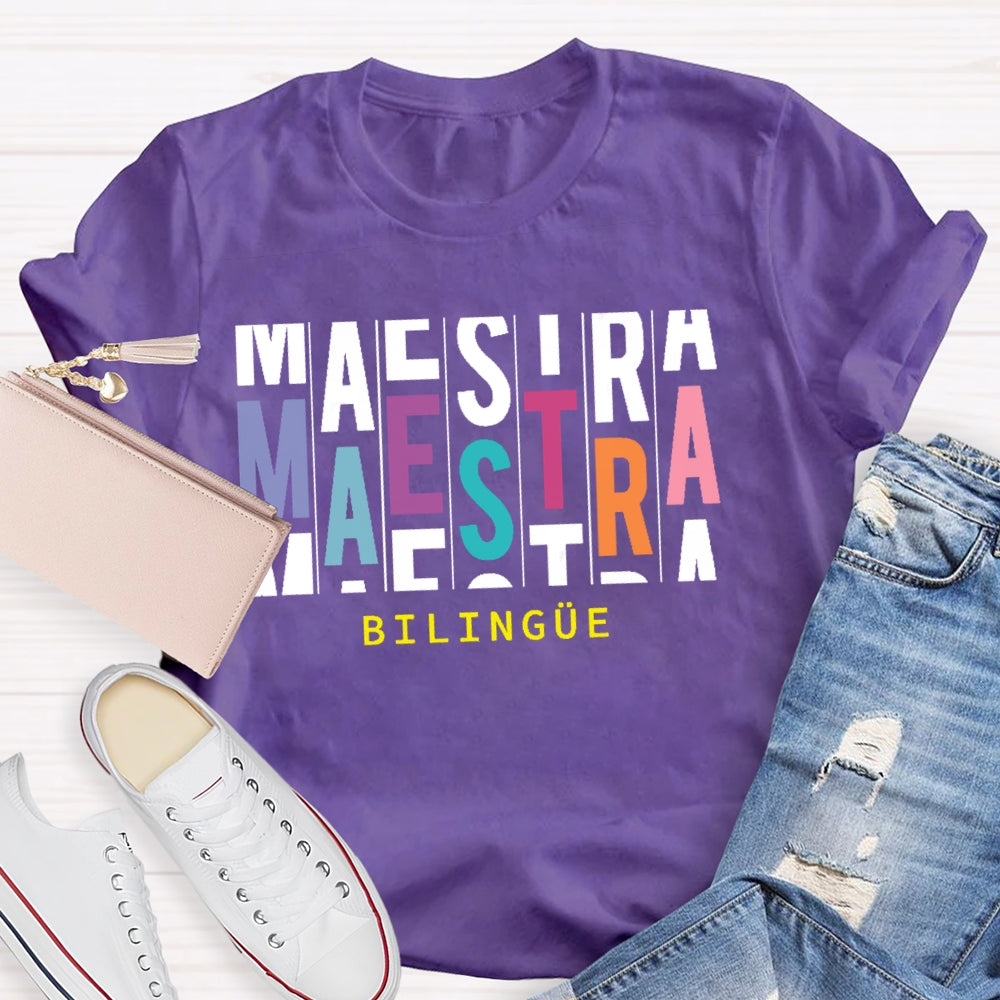 Maestra Bilingue Multiple Letters T-shirt