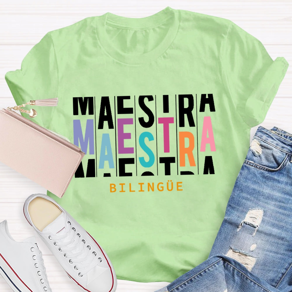 Maestra Bilingue Multiple Letters T-shirt