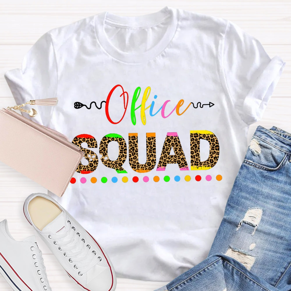 Office Squad Colorful Leopard Print Letters T-shirt