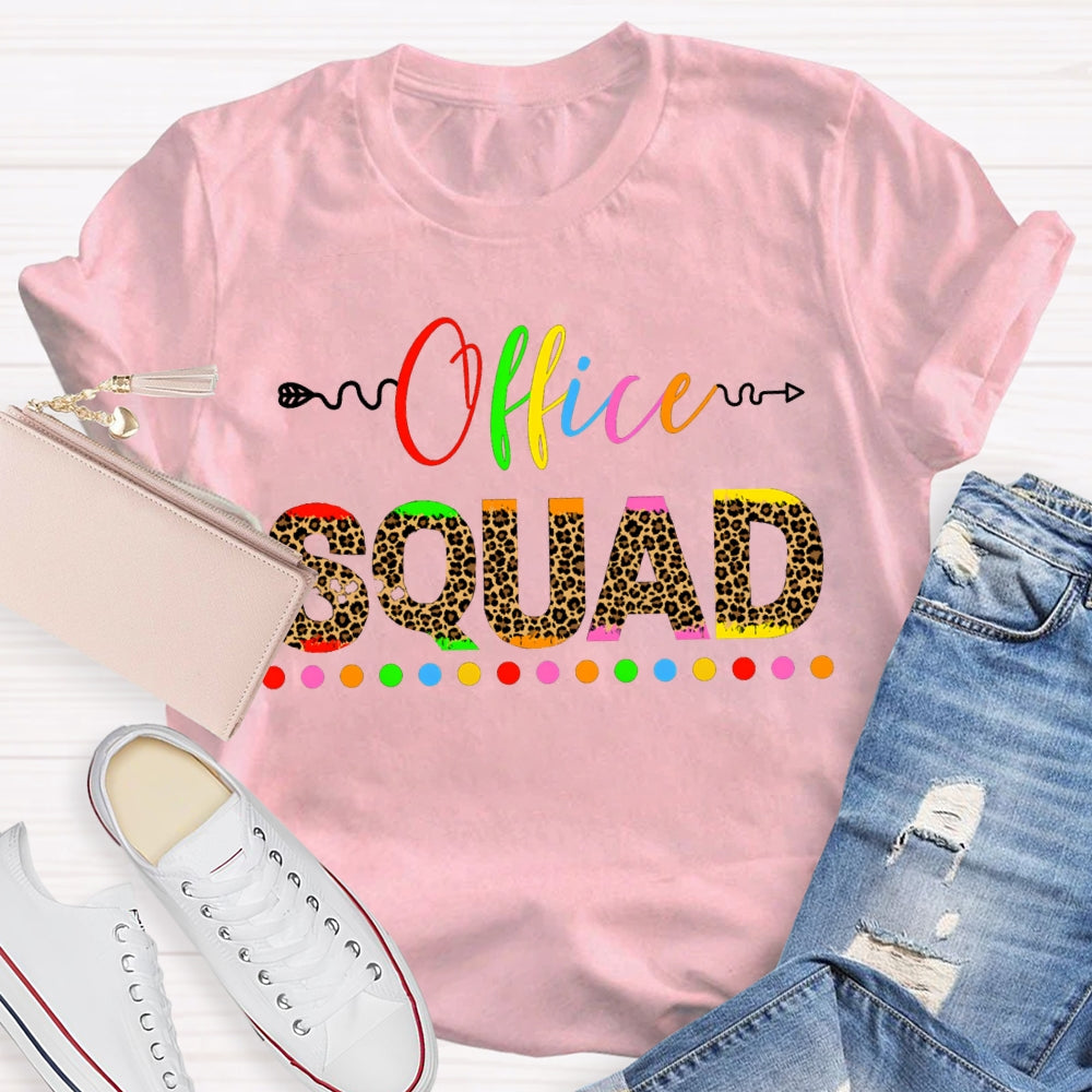 Office Squad Colorful Leopard Print Letters T-shirt