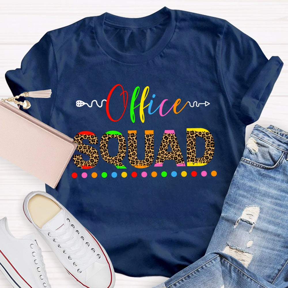 Office Squad Colorful Leopard Print Letters T-shirt