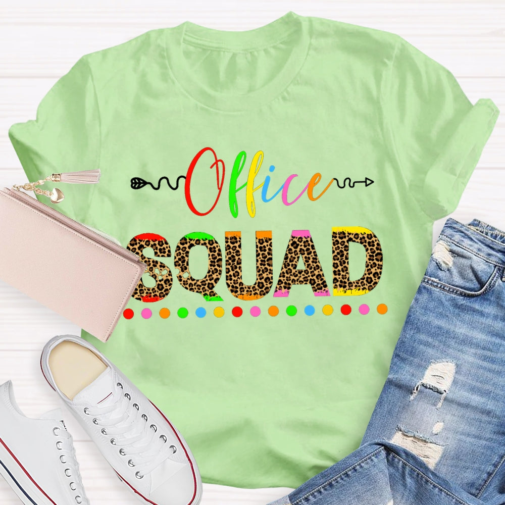 Office Squad Colorful Leopard Print Letters T-shirt