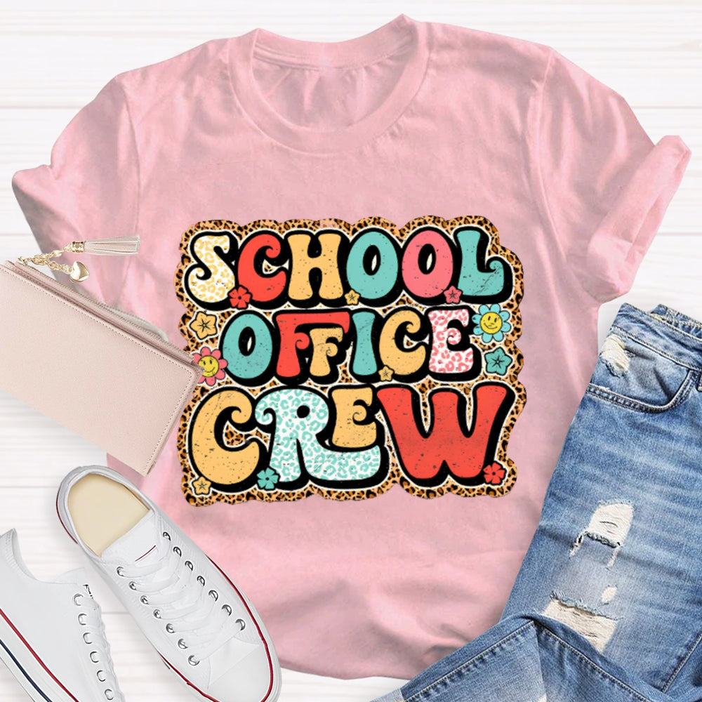 School Office Crew Leopard Print T-shirt