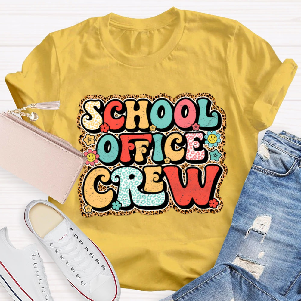 School Office Crew Leopard Print T-shirt