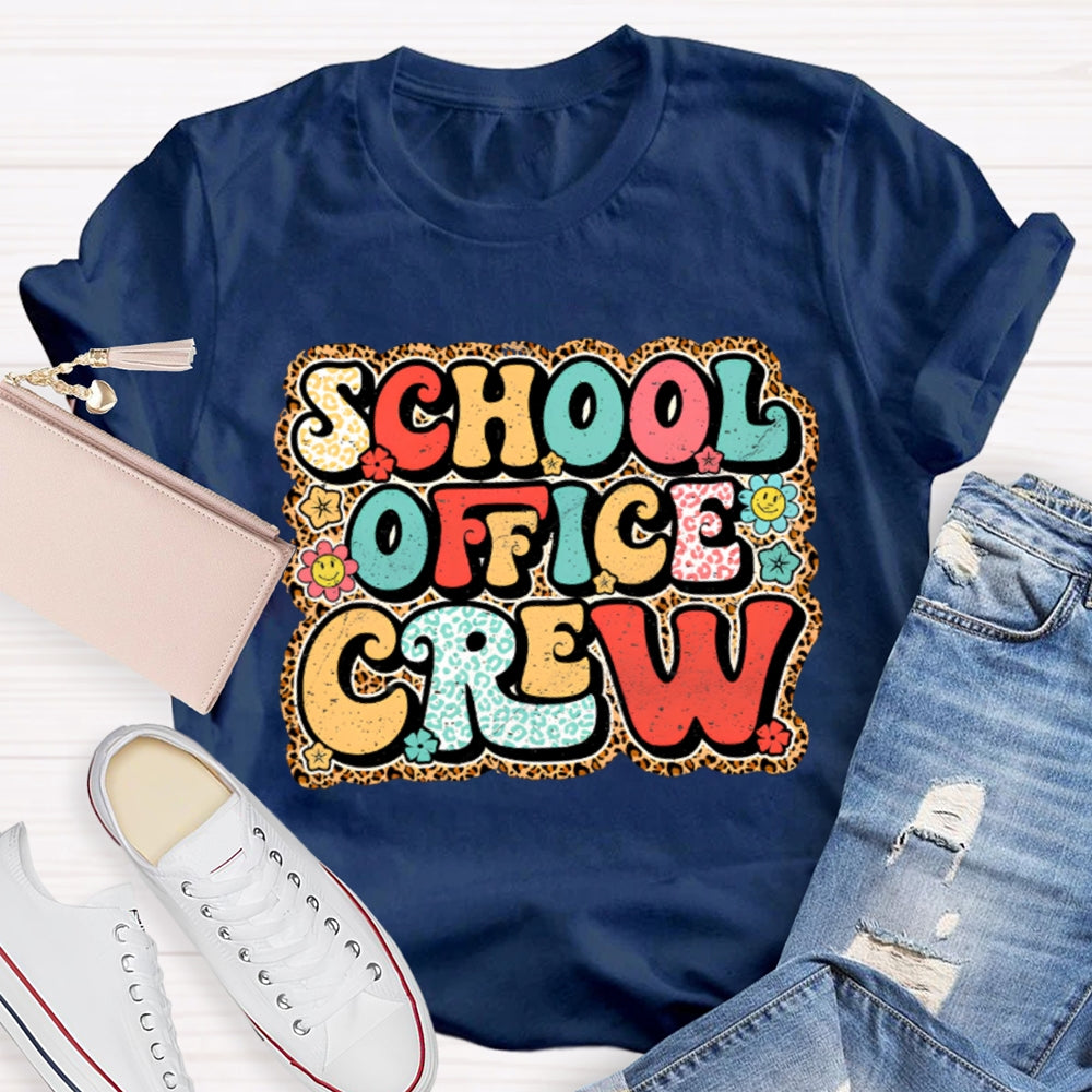 School Office Crew Leopard Print T-shirt