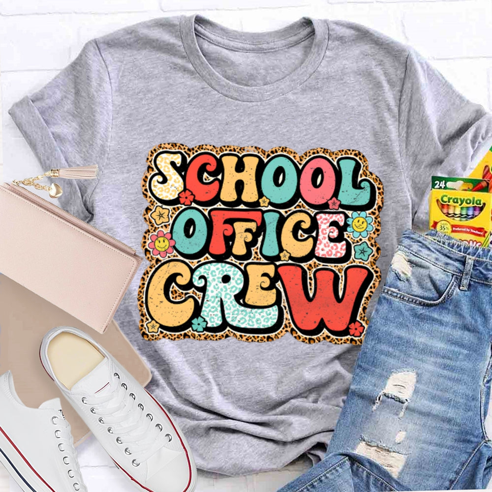 School Office Crew Leopard Print T-shirt