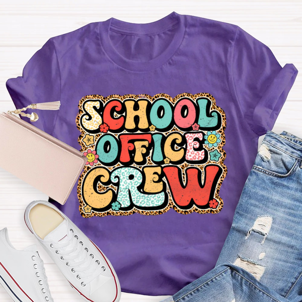 School Office Crew Leopard Print T-shirt