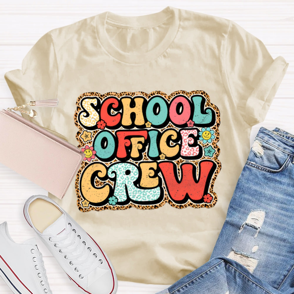 School Office Crew Leopard Print T-shirt