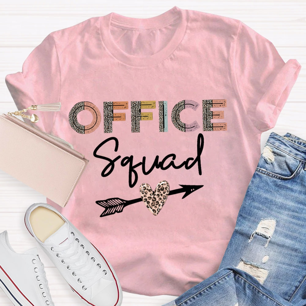 Office Squad Leopard Print Letters And Heart T-shirt