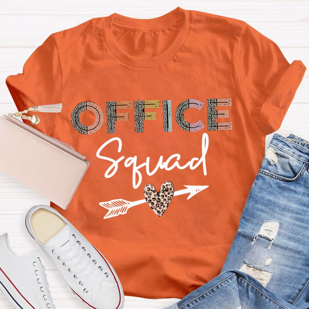 Office Squad Leopard Print Letters And Heart T-shirt