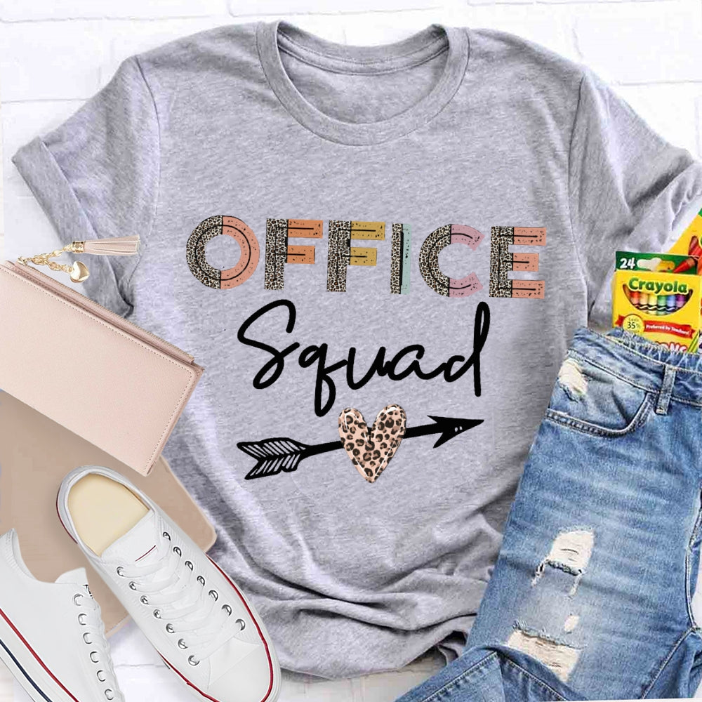 Office Squad Leopard Print Letters And Heart T-shirt
