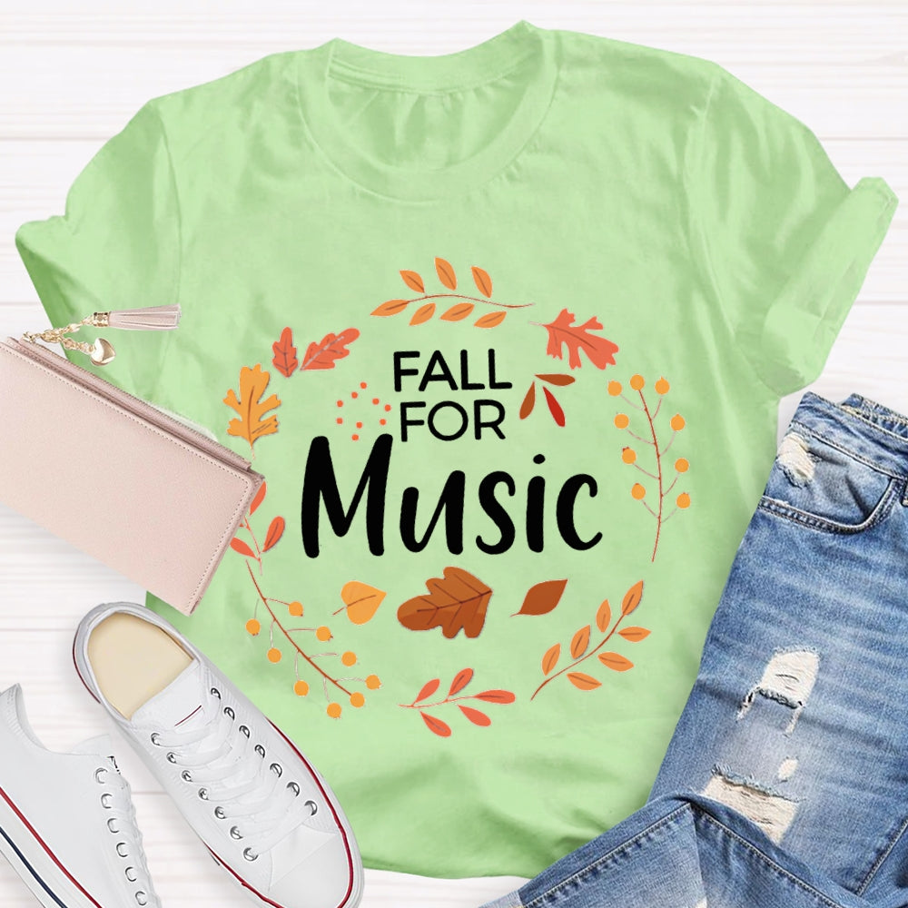 Fall For Music Circle Leaves T-shirt