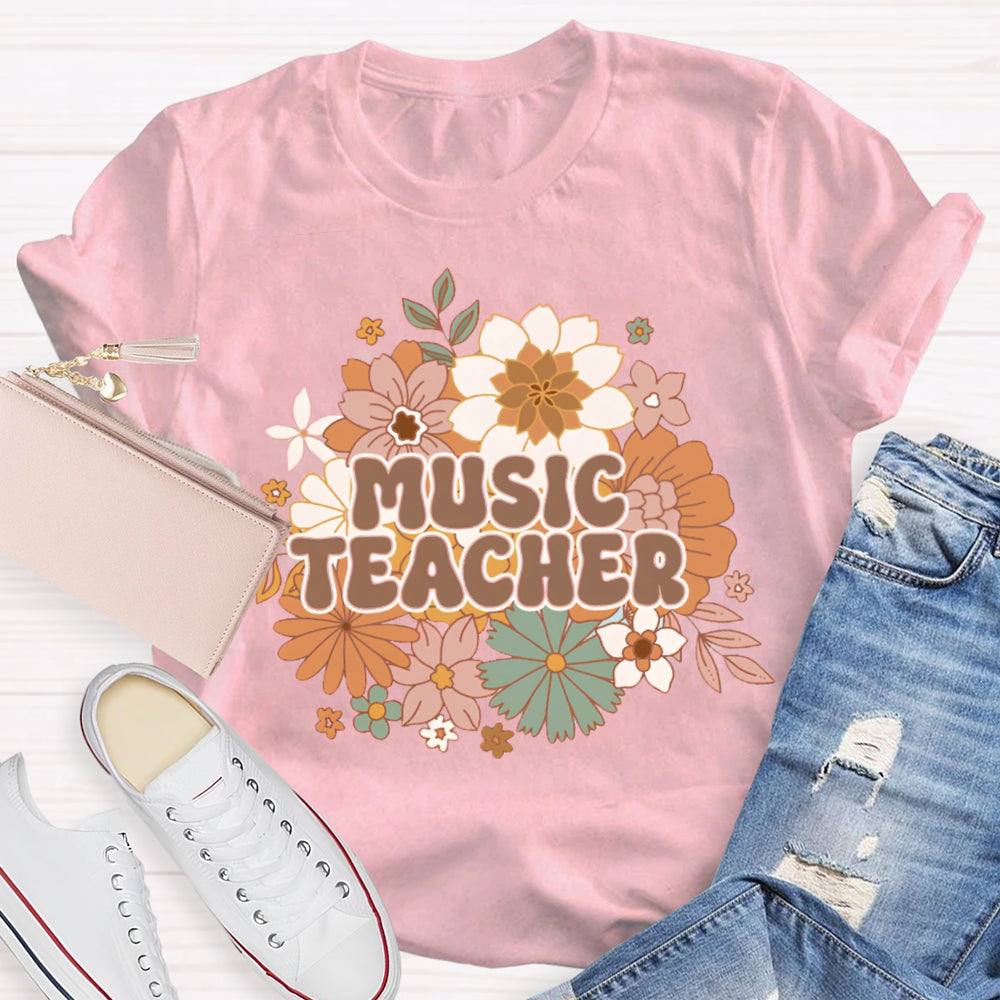Music Teacher Chrysanthemum Base Print T-shirt