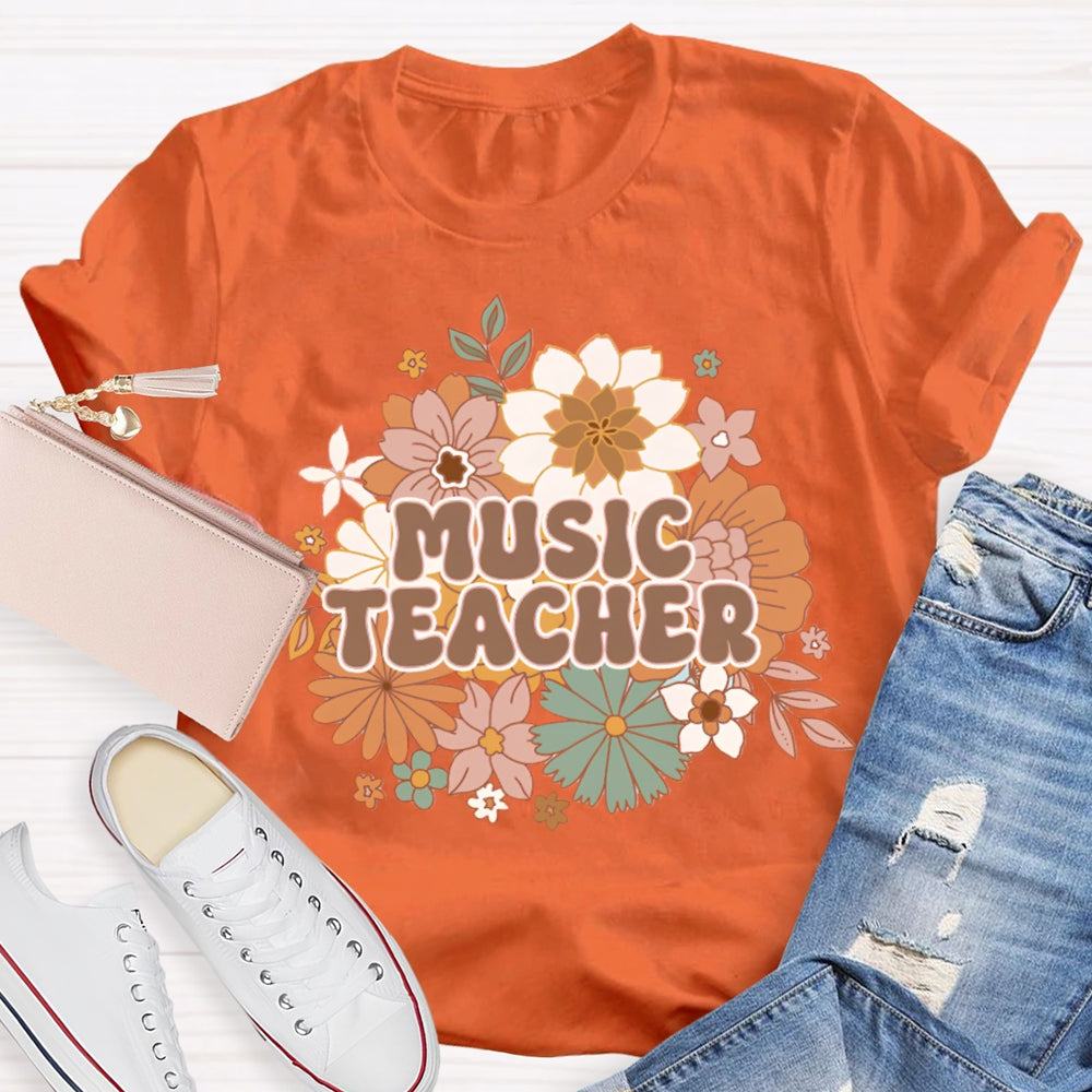 Music Teacher Chrysanthemum Base Print T-shirt